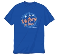 In Jesus Victory is Won! Mighty Fortress Crown T-Shirt Youth Medium. Not returnable. SAVE 50%.
