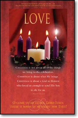 Pkg./100 Love Advent Christmas Bulletins.  Save 50%.