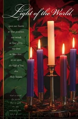 Pkg./100 Light of the World Christmas Advent Bulletins. Large (8 1/2"x14").  Save 50%.