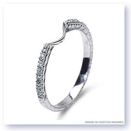 Mark Silverstein Imagines Hand Engraved 18K White Gold Notched Half-Eternity Wedding Band