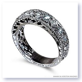 Mark Silverstein Imagines Engraved 18K White Gold Diamond Wedding Band