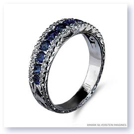 Mark Silverstein Imagines Engraved 18K White Gold Sapphire and Diamond Wedding Band