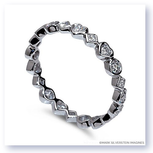 Mark Silverstein Imagines Marquise, Heart and Diamond Shaped Stackable Diamond Fashion Ring in 18K White Gold 