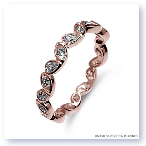 Mark Silverstein Imagines Round and Pear Shaped End on End Stackable 18K Rose Gold Diamond Fashion Ring