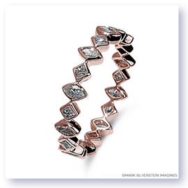 Mark Silverstein Imagines Marquise and Round Diamond Edgy Polished 18K Rose Gold Stackable Fashion Ring