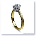 Mark Silverstein Imagines 18K Yellow Gold Engraved Modern White and Pink Diamond Engagement Ring