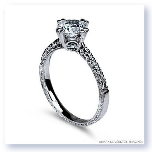 Mark Silverstein Imagines Hand Engraved 18K White Gold Diamond Accent Engagement Ring