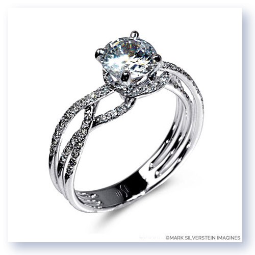 Mark Silverstein Imagines Polished 18K White Gold Thin Crossover Diamond Engagement Ring