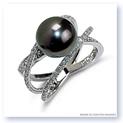 Mark Silverstein Imagines 18K White Gold Three Strand Crossover Diamond and Black South Sea Pearl Ring