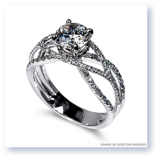 Mark Silverstein Imagines 18K White Gold Wispy Crossover Diamond Engagement Ring