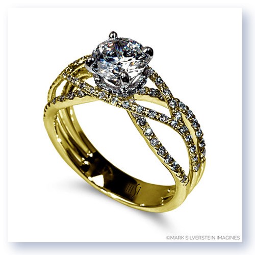 Mark Silverstein Imagines 18K Yellow Gold Wispy Crossover Diamond Engagement Ring