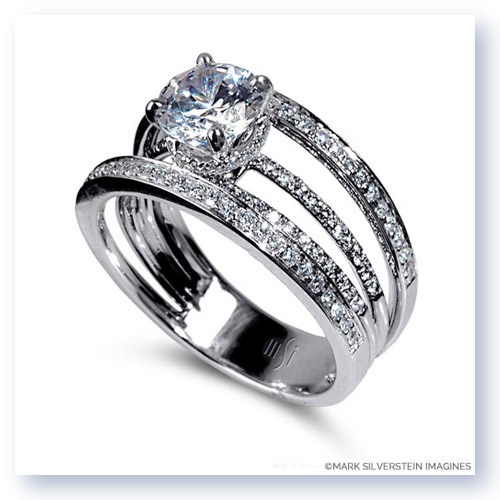 Mark Silverstein Imagines 18K White Gold Four Stepped Row Diamond Engagement Ring