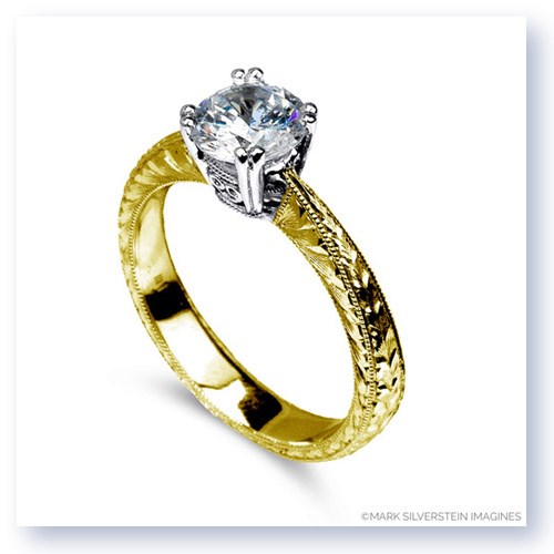 Mark Silverstein Imagines Hand Engraved 18K Yellow Gold Solitaire Engagement Ring