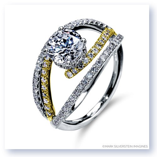 Mark Silverstein Imagines 18K White and Yellow Gold Split Shank Bypass Diamond Engagement Ring
