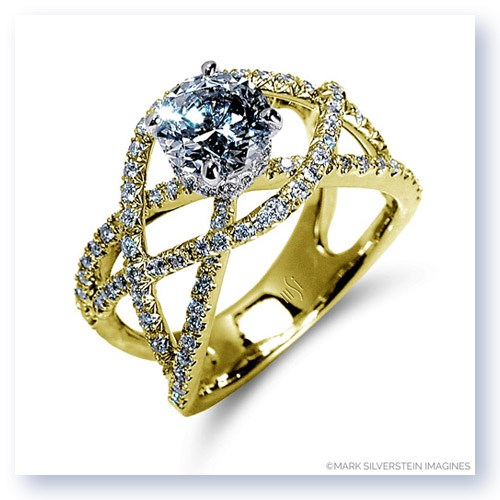 Mark Silverstein Imagines 18K Yellow Gold Split Shank Crossover Diamond Engagement Ring