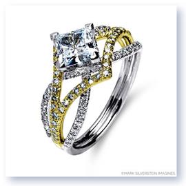 Mark Silverstein Imagines 18K White and Yellow Gold Three Strand Crossover Edgy Diamond Engagement Ring