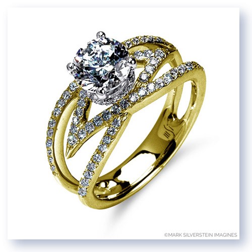 Mark Silverstein Imagines 18K Yellow Gold Split Shank Crossover Convergent Diamond Engagement Ring