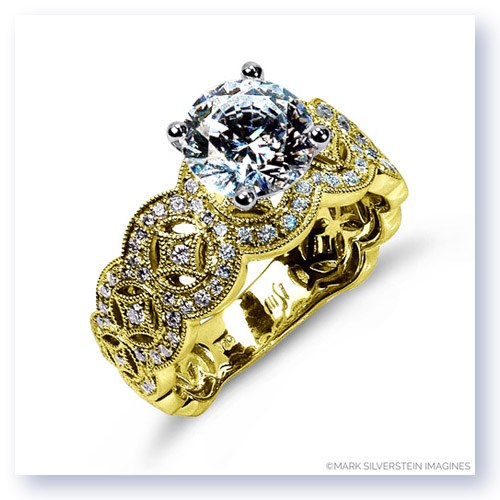 Mark Silverstein Imagines 18K Yellow Gold Art Deco Inspired Tapered Diamond Engagement Ring