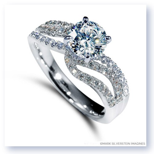 Mark Silverstein Imagines 18K White Gold Wave Bypass Diamond Engagement Ring