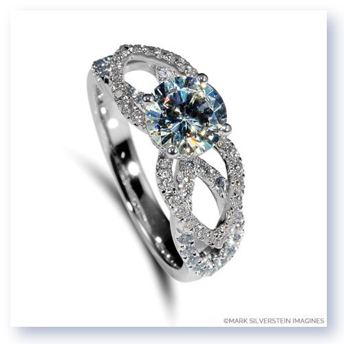 Mark Silverstein Imagines 18K White Gold Flower Petal Diamond Enagagement Ring
