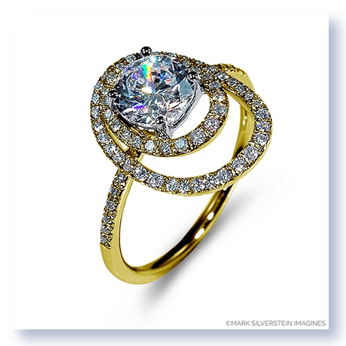 Mark Silverstein Imagines 18K Yellow Gold Double Round Halo Diamond Engagement Ring