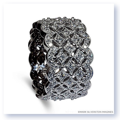 Mark Silverstein Imagines 18K White Gold Wide Art Deco Inspired Fashion Band