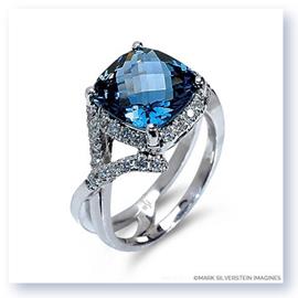 Mark Silverstein Imagines 18K White Gold Blue Topaz Crossover Diamond Fashion Ring