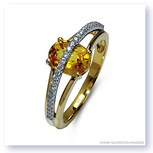 Mark Silverstein Imagines 18K White and Yellow Gold Yellow Sapphire and Diamond Split Shank Right-Hand Ring