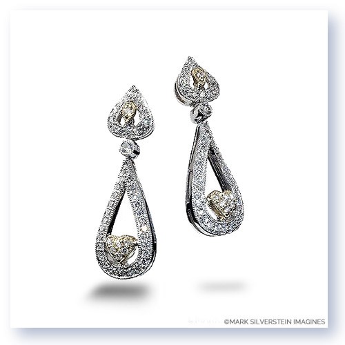 Mark Silverstein Imagines 18K White and Yellow Gold Heart Shape Diamond Dangle Earrings