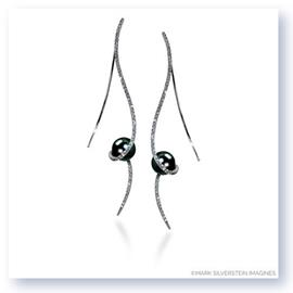 Mark Silverstein Imagines 18K White Gold Clef Diamond and Black Fresh Water Pearl Earrings