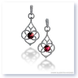 Mark Silverstein Imagines 18K White Gold Diamond and Rubellite Tourmaline Dangle Earrings