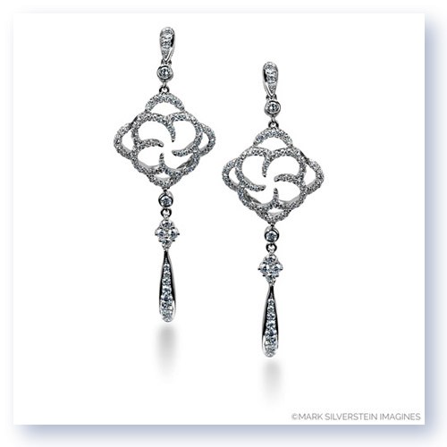 Mark Silverstein Imagines 18K White Gold Flower Inspired Dangle Diamond Earrings