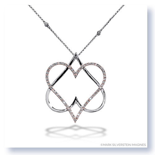 Mark Silverstein Imagines 18K White and Rose Gold &#34;Hearts of David&#34; Diamond Pendant