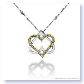 Mark Silverstein Imagines 18K White and Yellow Gold Double Heart Diamond Pendant