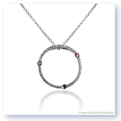 Mark Silverstein Imagines 18K White Gold Diamond and Pink Sapphire Circle Pendant