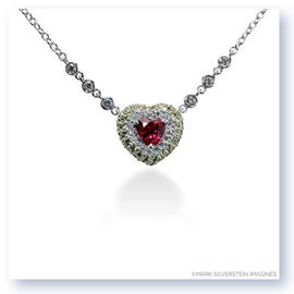 Mark Silverstein Imagines 18k White Gold Ruby with Yellow Sapphire and White Diamond Heart Necklace