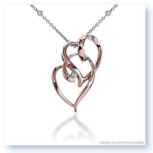 Mark Silverstein Imagines 18K Rose Gold Intersecting Hearts Diamond Pendant