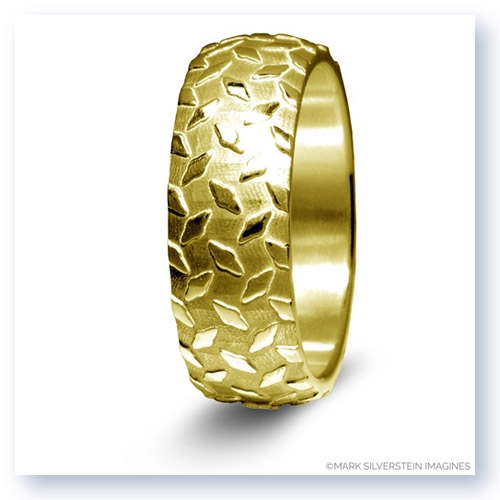 Mark Silverstein Imagines 14K Yellow Gold Diamond Plate Design Men&#39;s Wedding Band