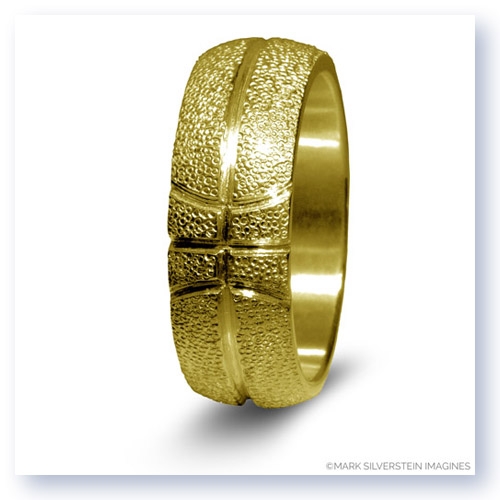 Mark Silverstein Imagines 14K Yellow Gold Basketball Themed Men&#39;s Wedding Band