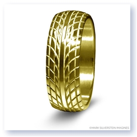 Mark Silverstein Imagines 14K Yellow Gold Road Racing Themed Men&#39;s Wedding Band