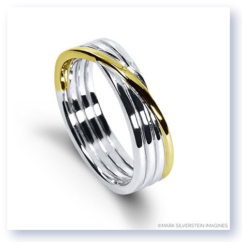 Mark Silverstein Imagines 18K White and Yellow Gold Polished Four Loop Men&#39;s Wedding Band