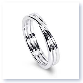 Mark Silverstein Imagines 18K White Gold Polished Three Loop Men&#39;s Wedding Band