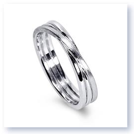 Mark Silverstein Imagines 18K White Gold Brushed Three Loop Men&#39;s Wedding Band