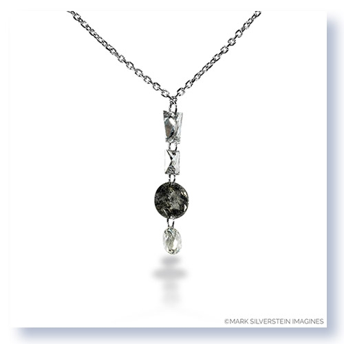 Mark Silverstein Imagines 18K White Gold and Platinum White and Grey Diamond Y Shape Pendant Necklace