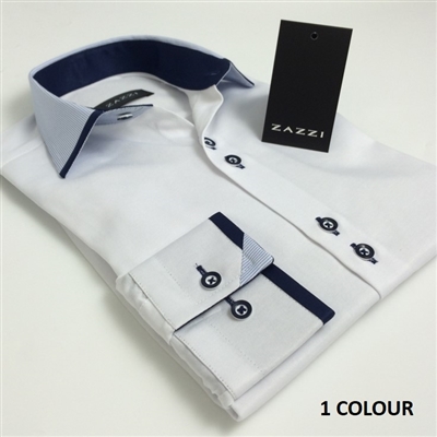 03-9161 ZAZZI Boys White Contrast Shirt