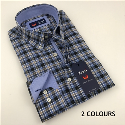 ZAZZI Check Casual Shirt With Contrasts