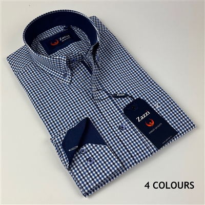 ZAZZI Check Casual Shirt With Contrasts