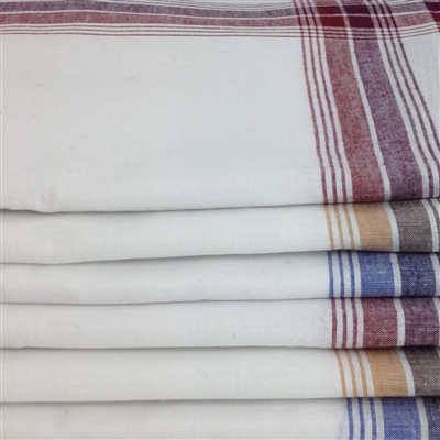 120 Pack White Handkerchiefs With Colour Border 120PK-COLOUR-BORDER