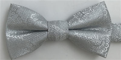 1700 Silver Paisley Wedding Boy's Bow