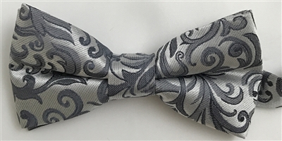 1998 Grey Floral Wedding Boy's Bow